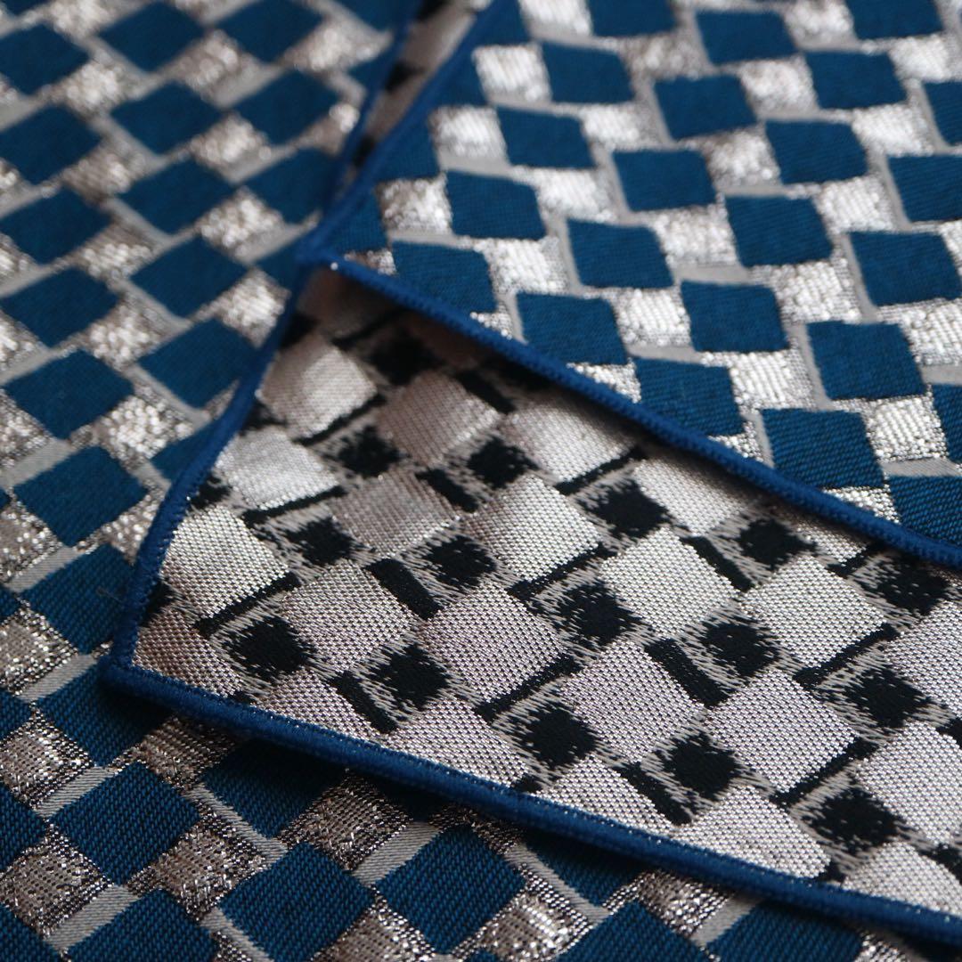 tsubakian 2021SS 幾何学 兵児帯 ブルー×シルバー