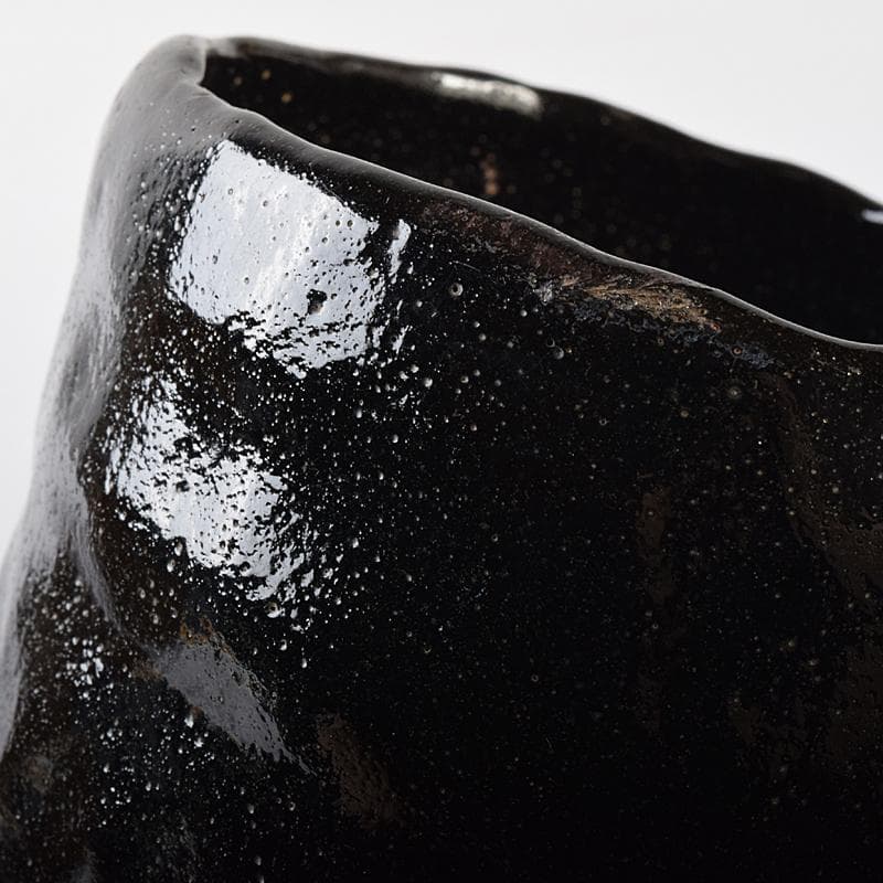 楽吉左衛門　十代旦入造　黒楽筒茶碗　宗左（碌々斎）判書　書付箱　D　R7884