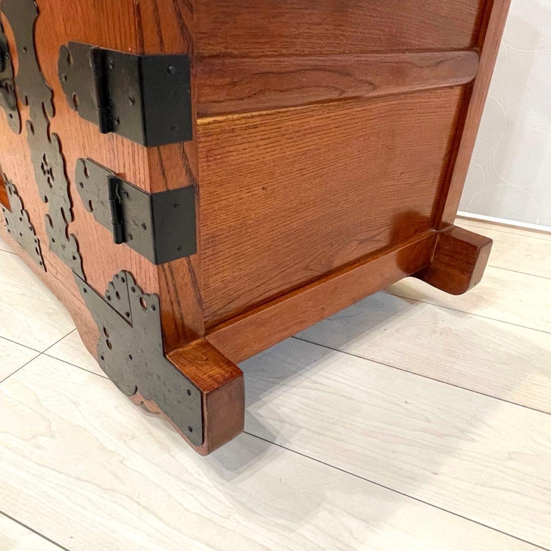 【美品】時代箪笥 車箪笥 和箪笥 龍金具 無垢材 民芸家具 レトロ アンティーク