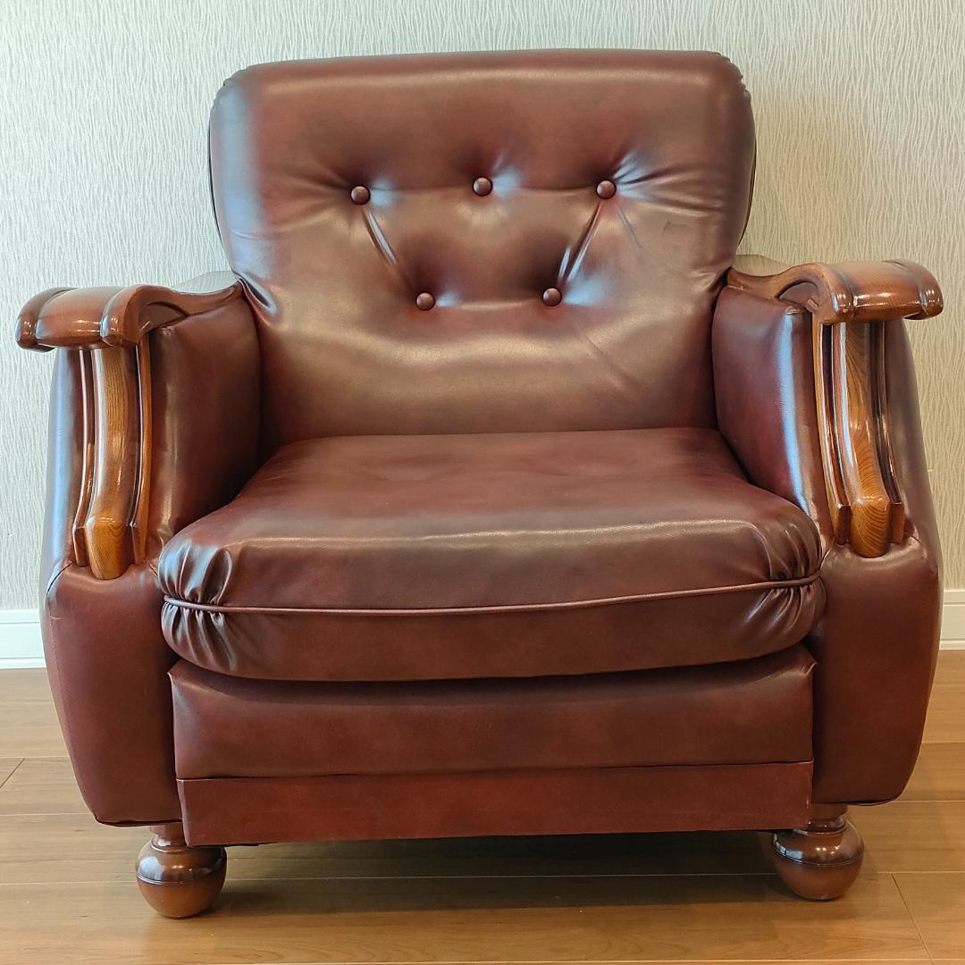 ヴィンテージソファ　1人掛け　ひじ掛け　レザー②