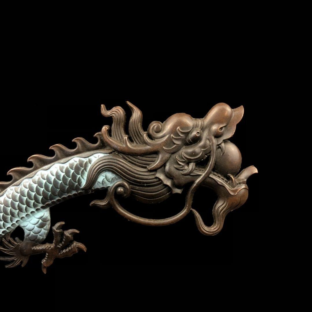 銅 細工 彩藍蓮華龍弔り式香炉 倒流香 装飾品 現代工芸品 美術品 置物