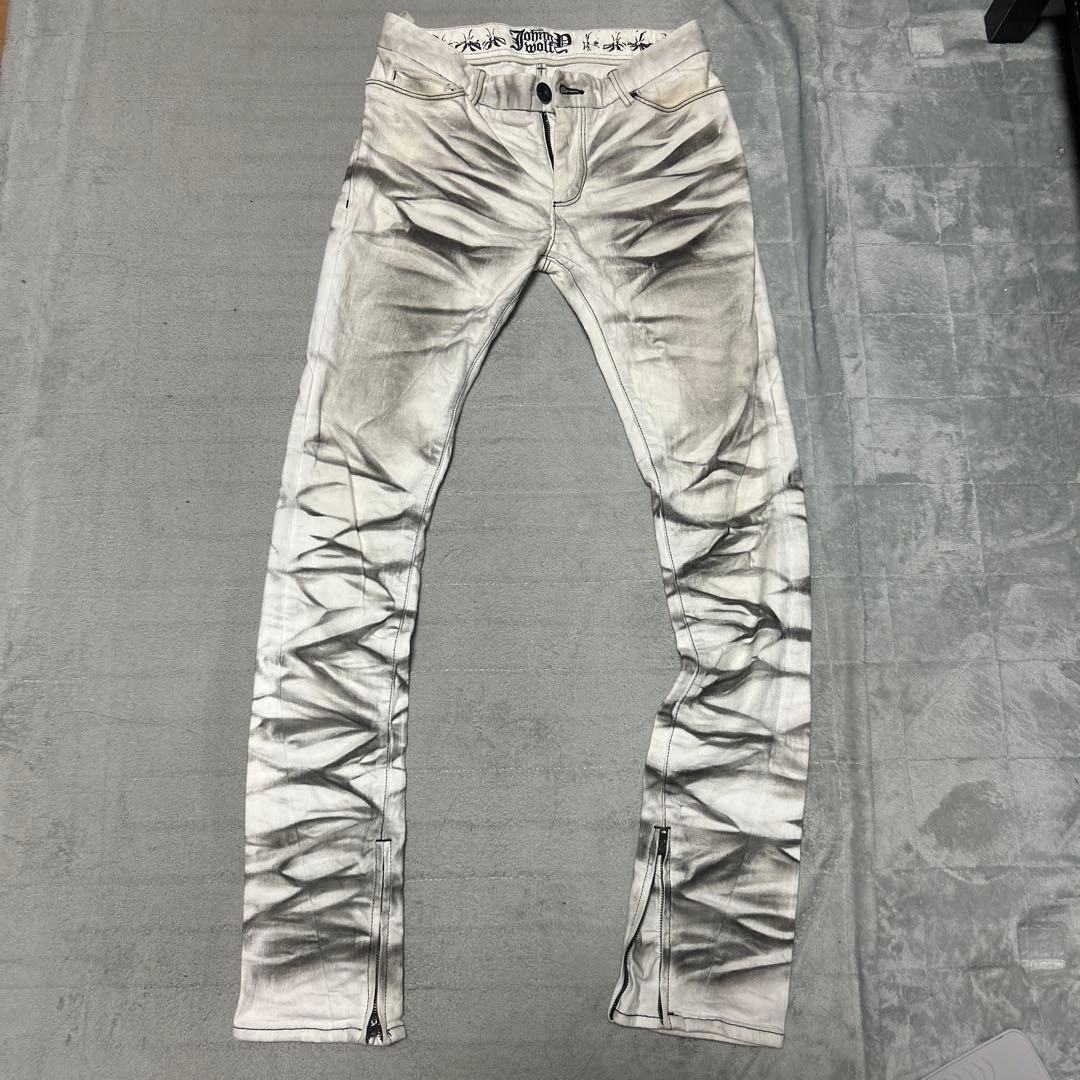 Johnny wolfスキニーデニムホワイトお兄系　y2k ギャル男　早い者勝ち