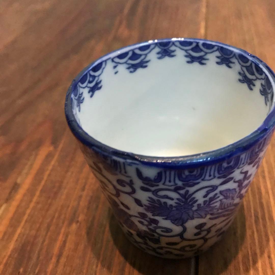 美品　染め付け　鳳凰　唐草　蕎麦猪口　そば猪口　時代物　絵柄が素敵な