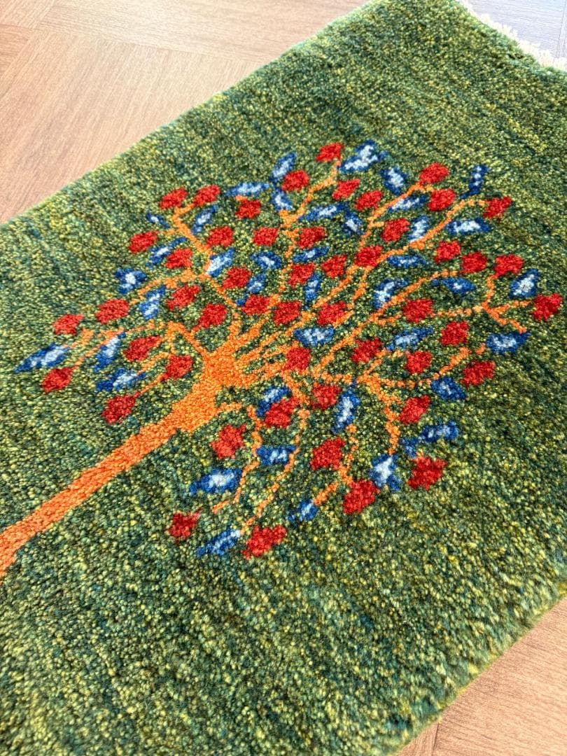 ギャッベ ペルシャ絨毯 61x44cmcm ギャベ 玄関 カシュクリ手織りラグ