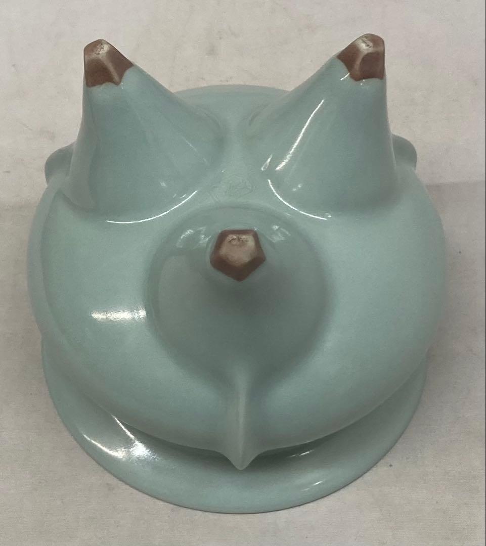 B507s「青瓷袴腰 香炉」諏訪蘇山作純銀四君子肉彫火舎　松與堂造　共箱　京都