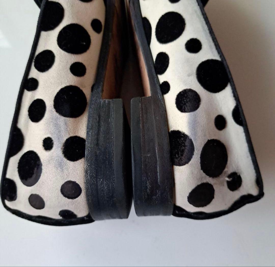 美品　箱付　セルジオロッシ　ハラコレザーローファーフラットシューズ36 水玉