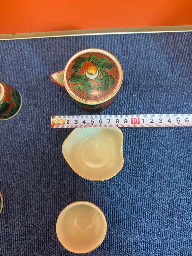 1899 九谷焼 木米 茶器セット　宝瓶1客　湯冷し1客　湯呑5客　未使用