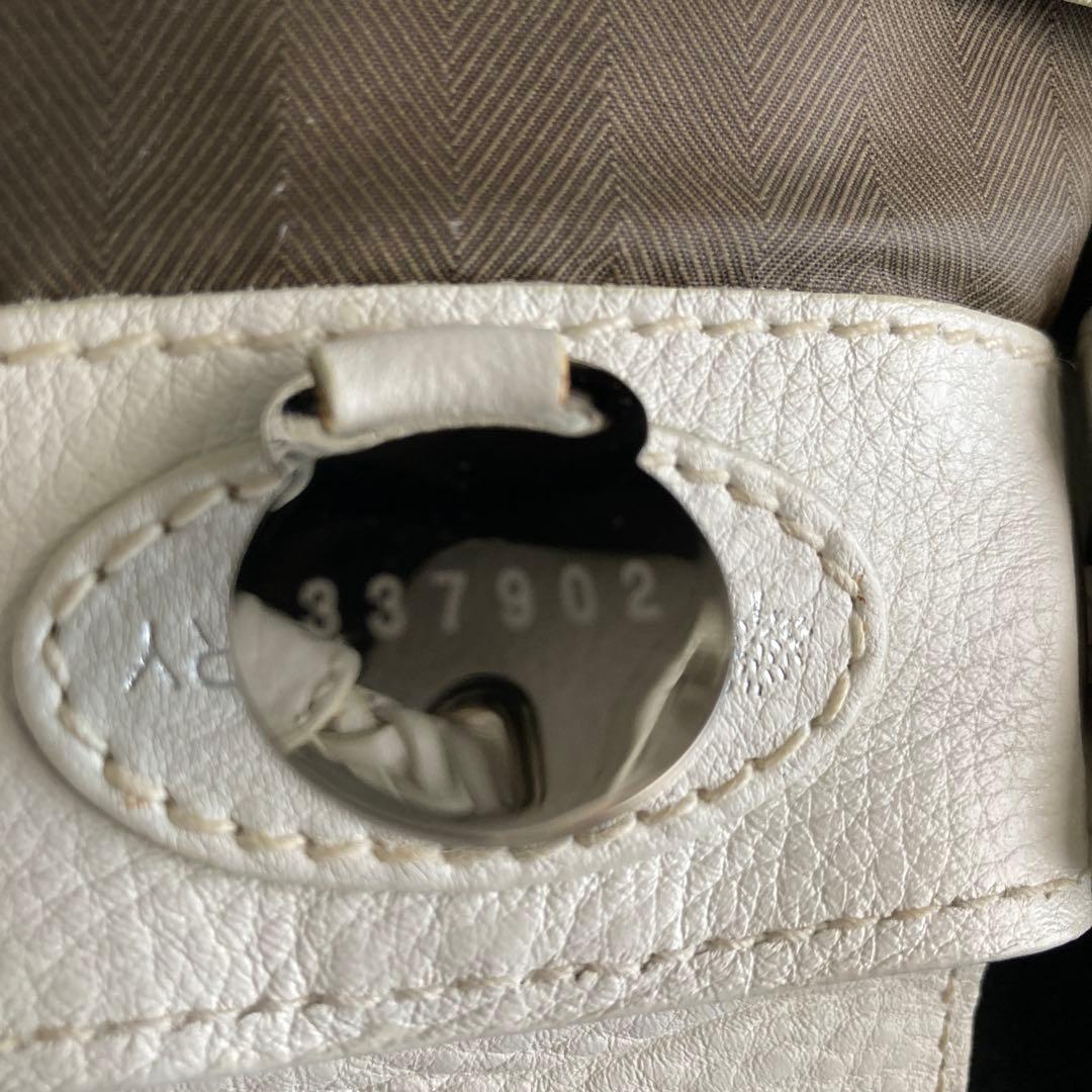 未使用に近い　マルベリー　トートバッグ　グレインレザー　ターンロック　ホワイト