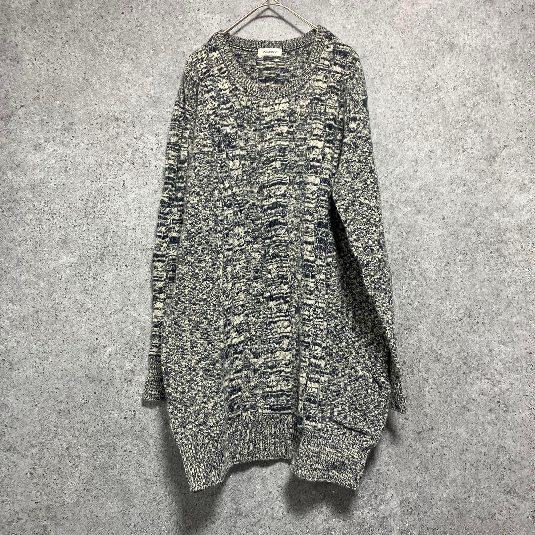 plantation ウール　ニットワンピース　M 美品　ケーブルニット