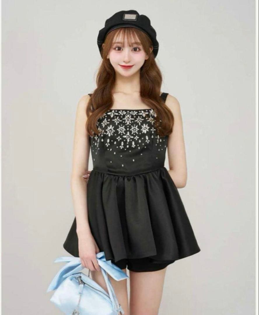 Darich ダーリッチ ジュエリーフレアチュニック　BLACK