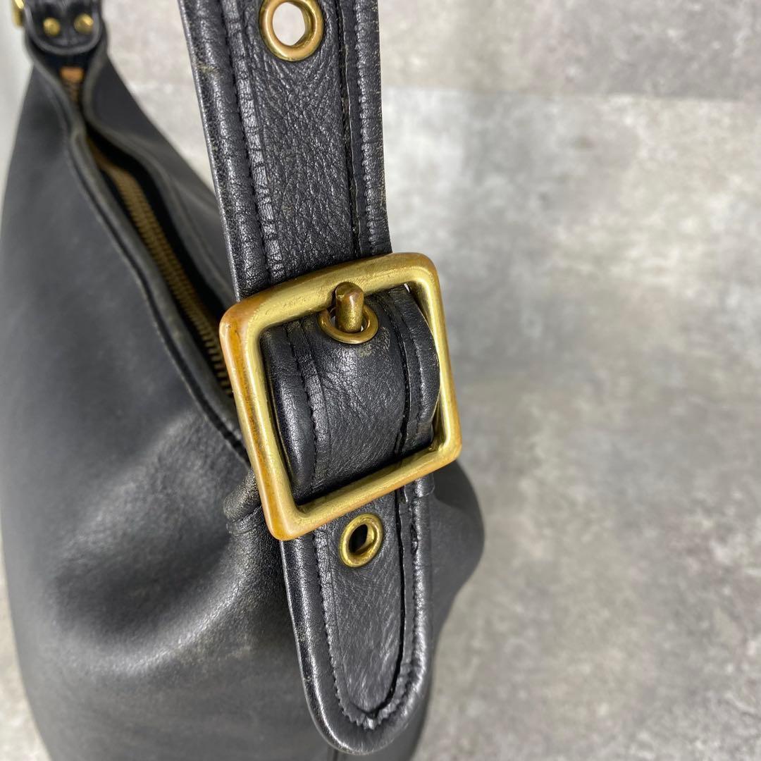 オールドコーチ レザー ショルダーバッグ バケツ型 ブラック 9085