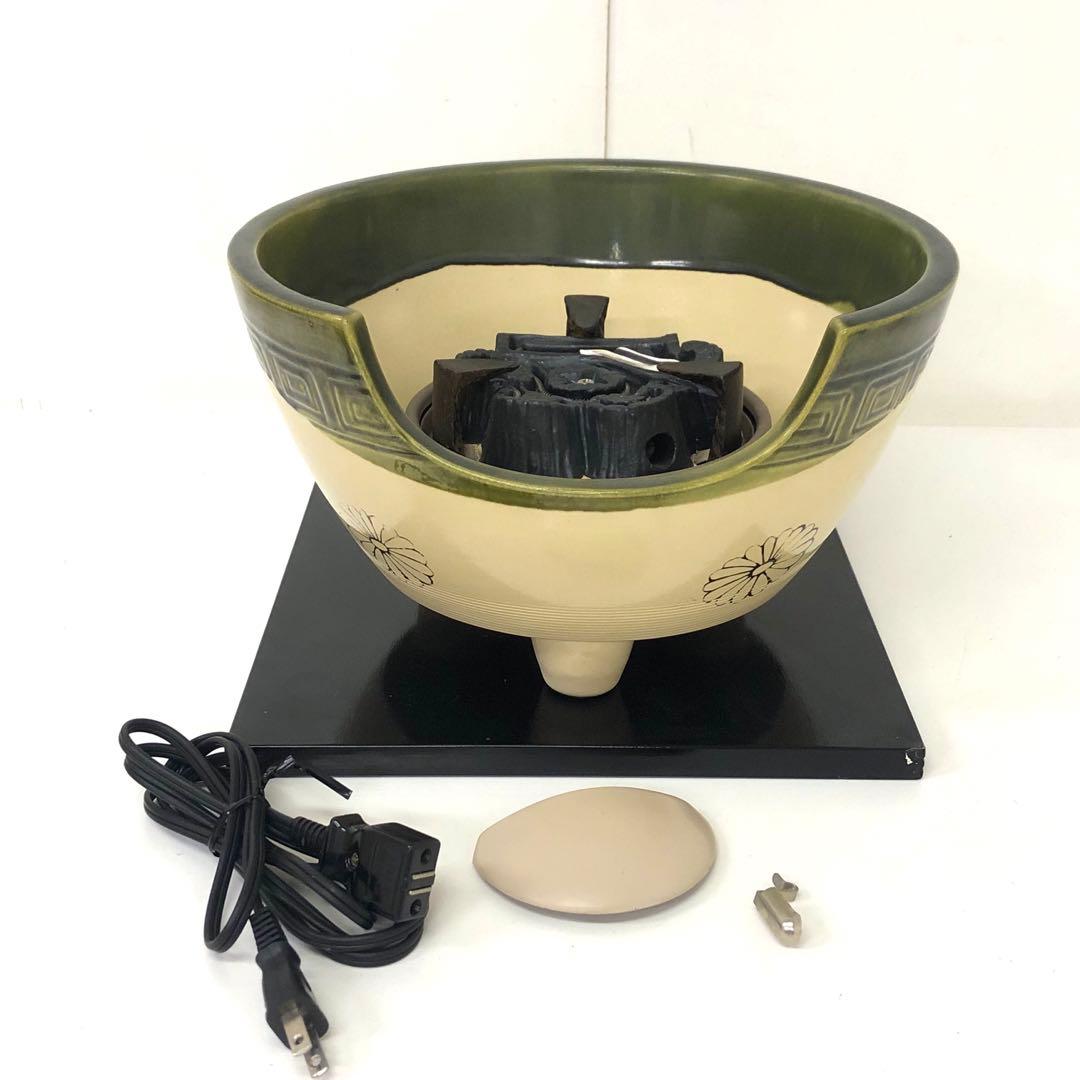 4374-E 茶道具 織部 野々田 風炉型 電熱器 敷板付