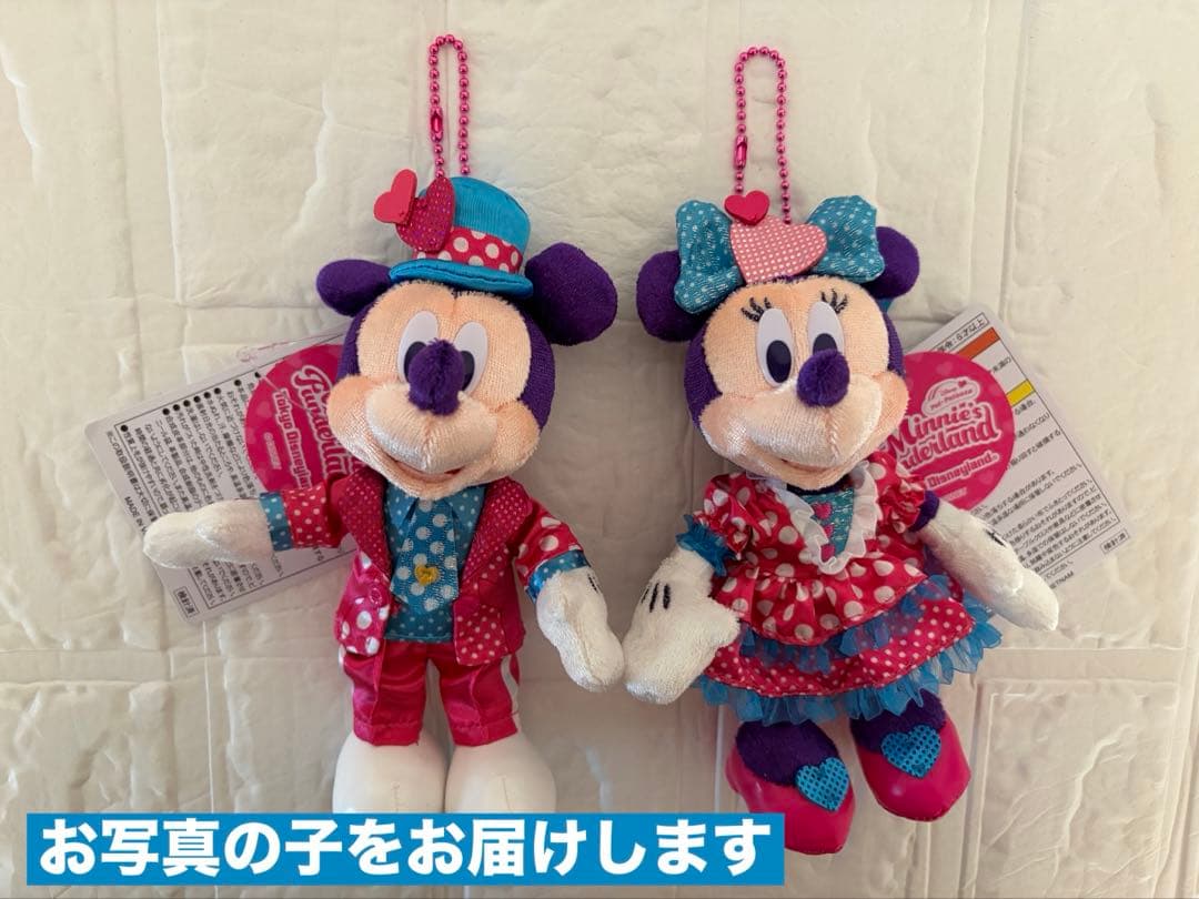 新品　ぬいぐるみバッジ　ミッキー・ミニー　２点おまとめ　ファンダーランド