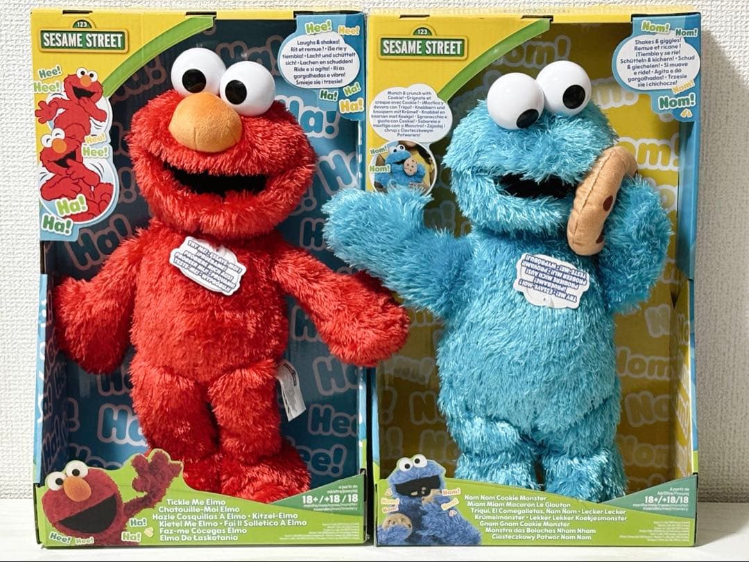 【Lサイズ・スマートぬいぐるみ】 もぐもぐクッキーモンスター　くすぐりエルモ