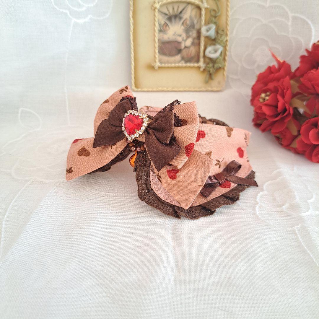 ミルクブラウン、わんちゃん猫ちゃん用襟付き首輪