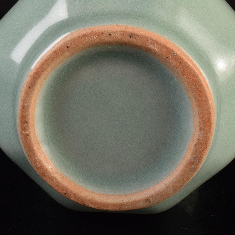 中国　龍泉窯　粉青釉　桔梗口双耳瓶　花入　C　6908