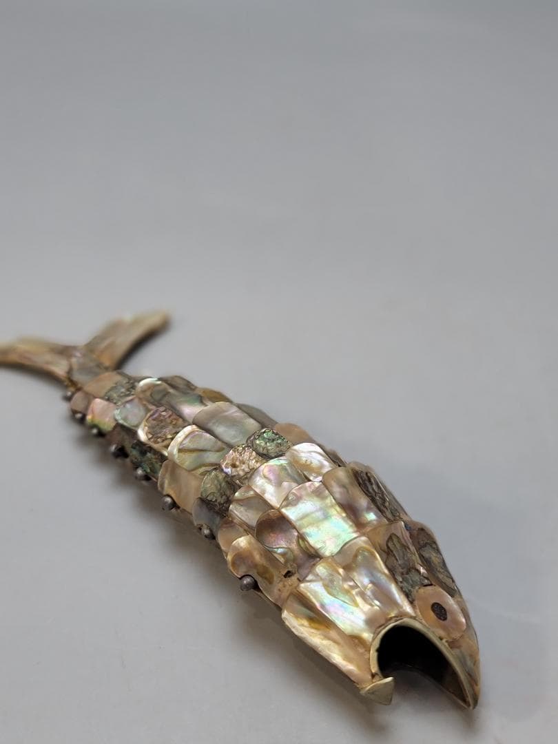 螺鈿 貝細工 自在 魚 時代物 骨董品