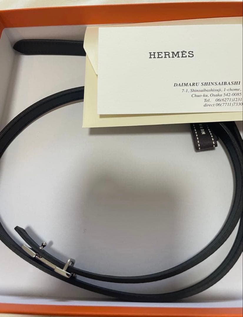 『高美品』HERMÈS レザー ベルト グレー ブラック