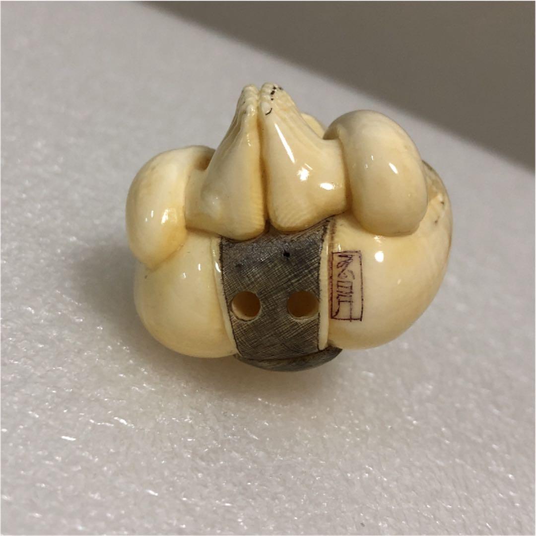 天然素材　彫刻　柔術　根付　置物