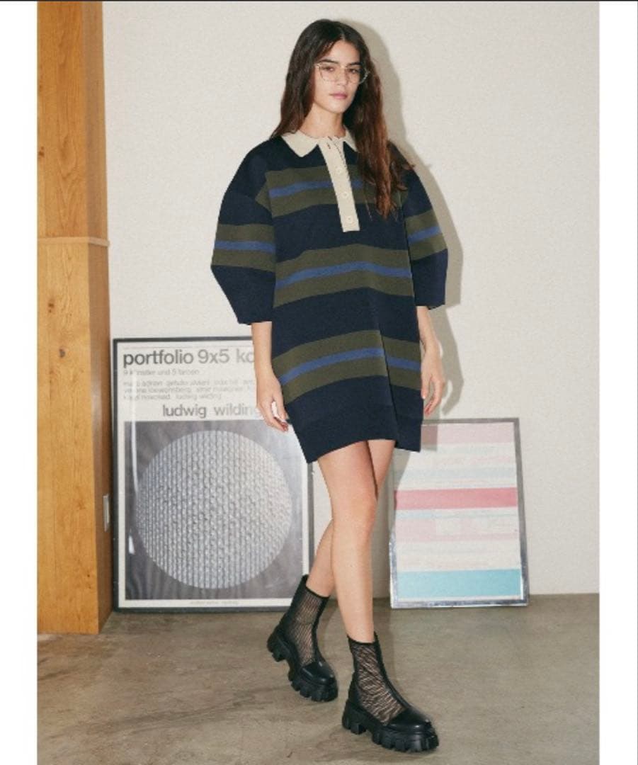 COEL バックロゴラガーニットミニワンピース