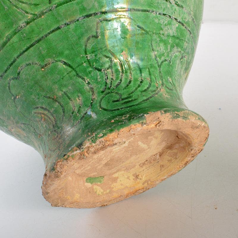 中国　漢緑釉　魚藻文　碗口瓶　花瓶　V　6554C