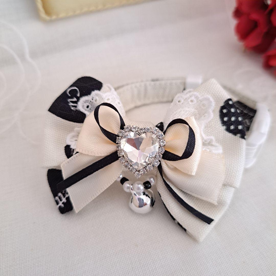 バレンタインハート柄(ホワイト)わんちゃん猫ちゃん用首輪