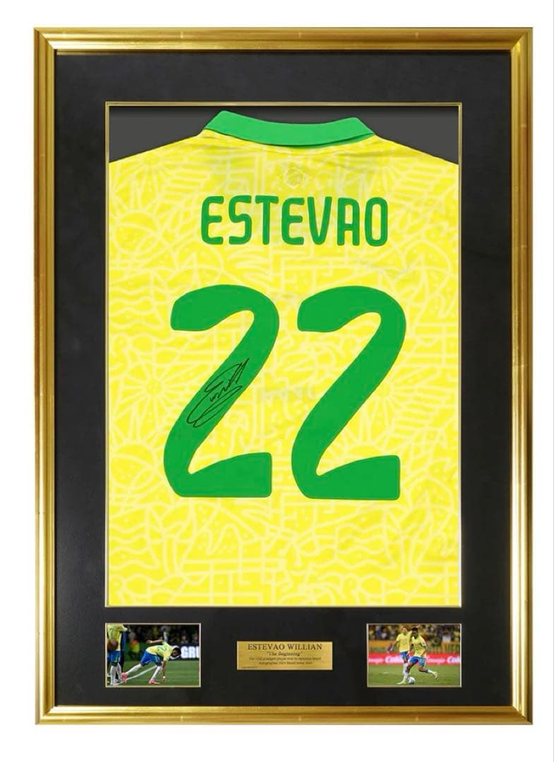 エステバン直筆サイン入りブラジル代表2024ホームサッカーユニ　エステヴァン