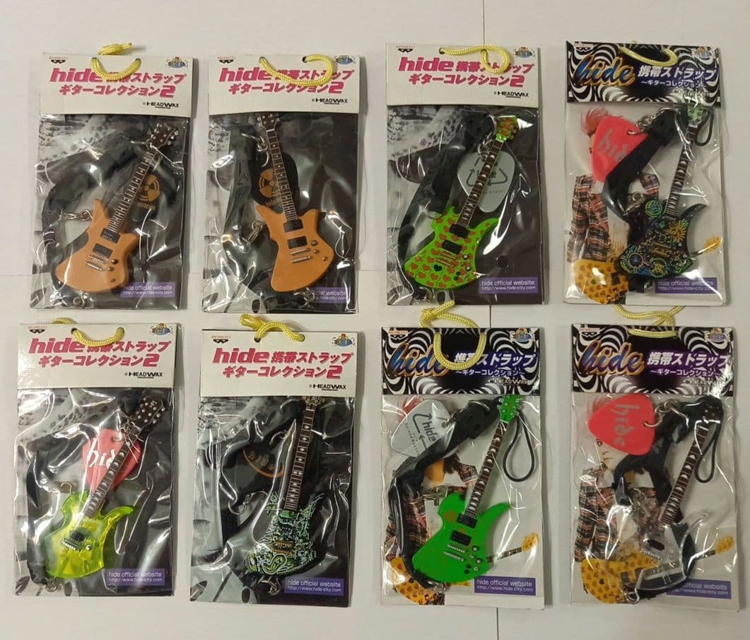 hide 携帯ストラップ ギターコレクション 7種8個セット 未開封品！