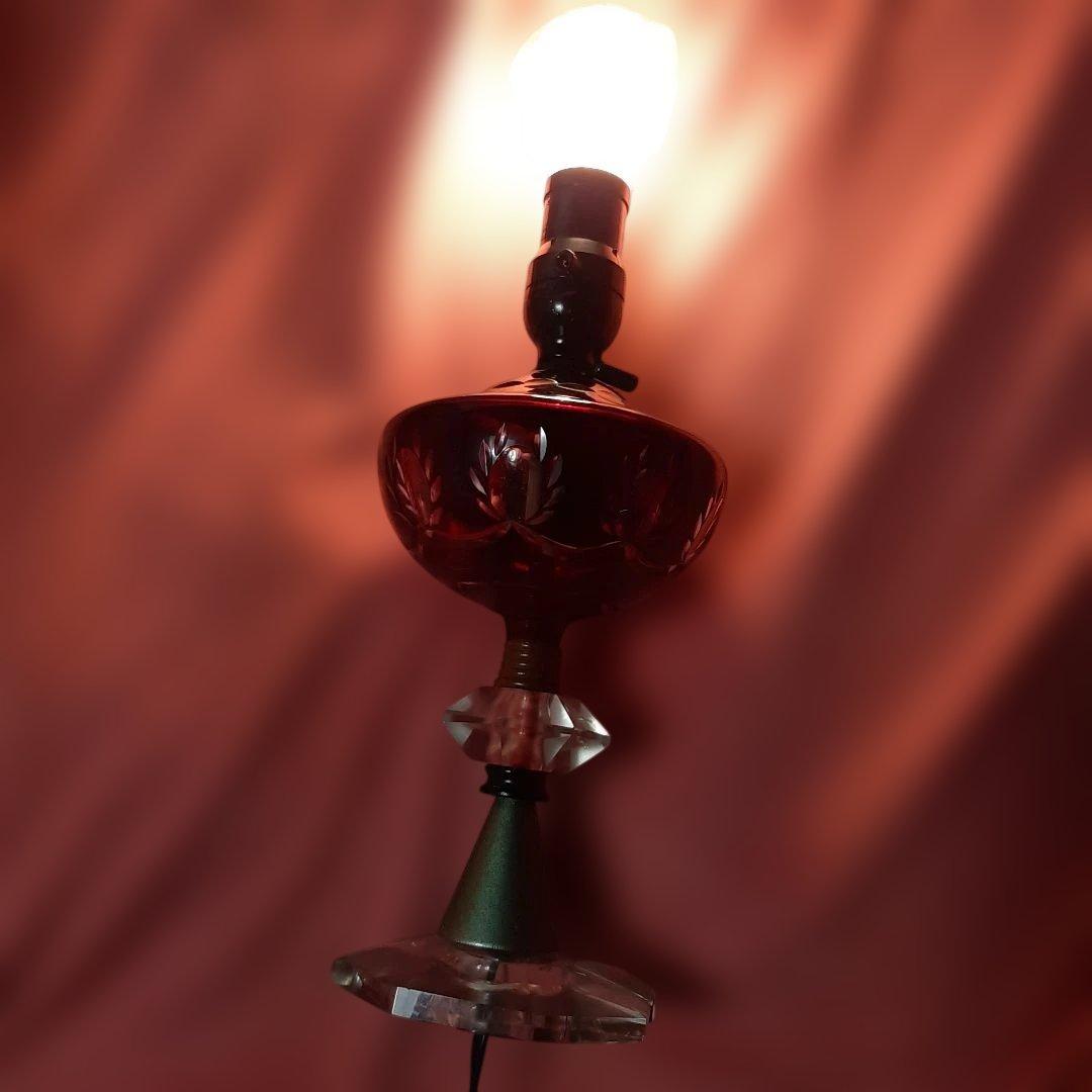 レトロ◆江戸切子硝子ランプ◆オイルランプ型ステンドグラス