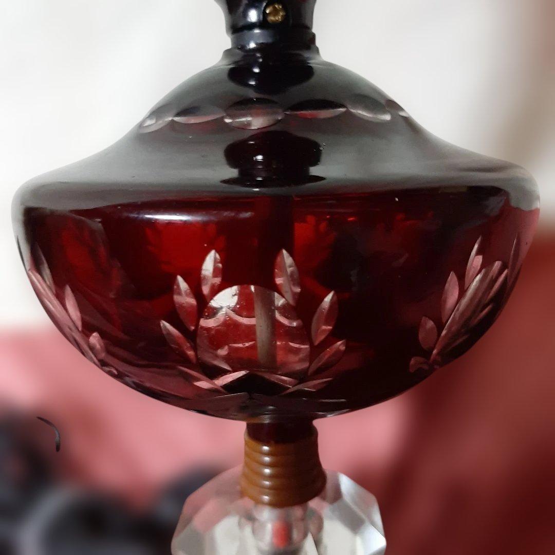 レトロ◆江戸切子硝子ランプ◆オイルランプ型ステンドグラス