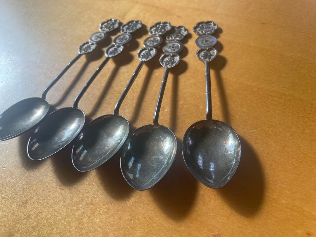 香港製　銀製スプーン5本セット　カトラリー　シルバー