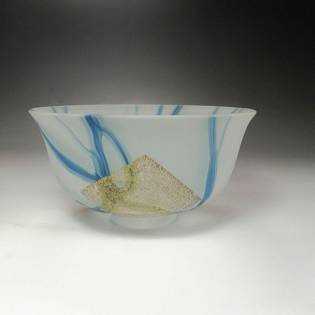 Ｓ５７４　茶碗　『義山　銀箔清流』『水崎長寿作』　共箱　抹茶碗　茶道具