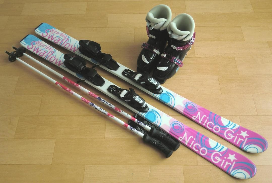 ■■送料無料■ジュニア用スキーフルセット■板130靴23■WAX済■女の子■■