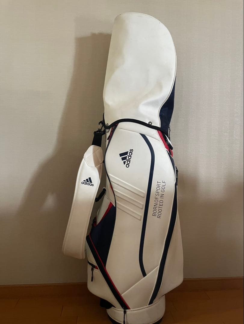 adidas キャディバッグ ホワイト ネイビー レッド　美品