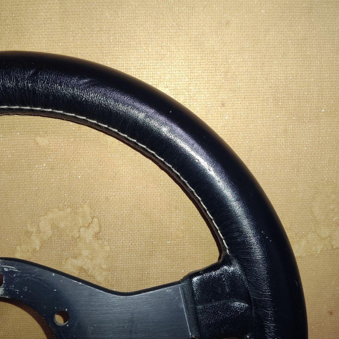 当時物3スポークフェラーリ レザー ステアリングホイール30パイ