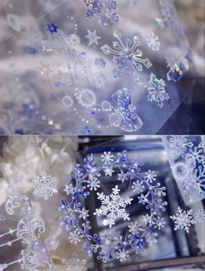 贝壳光 6.5cm×10m 雪纷飞 海外マステ　海外マスキングテープ　雪の結晶