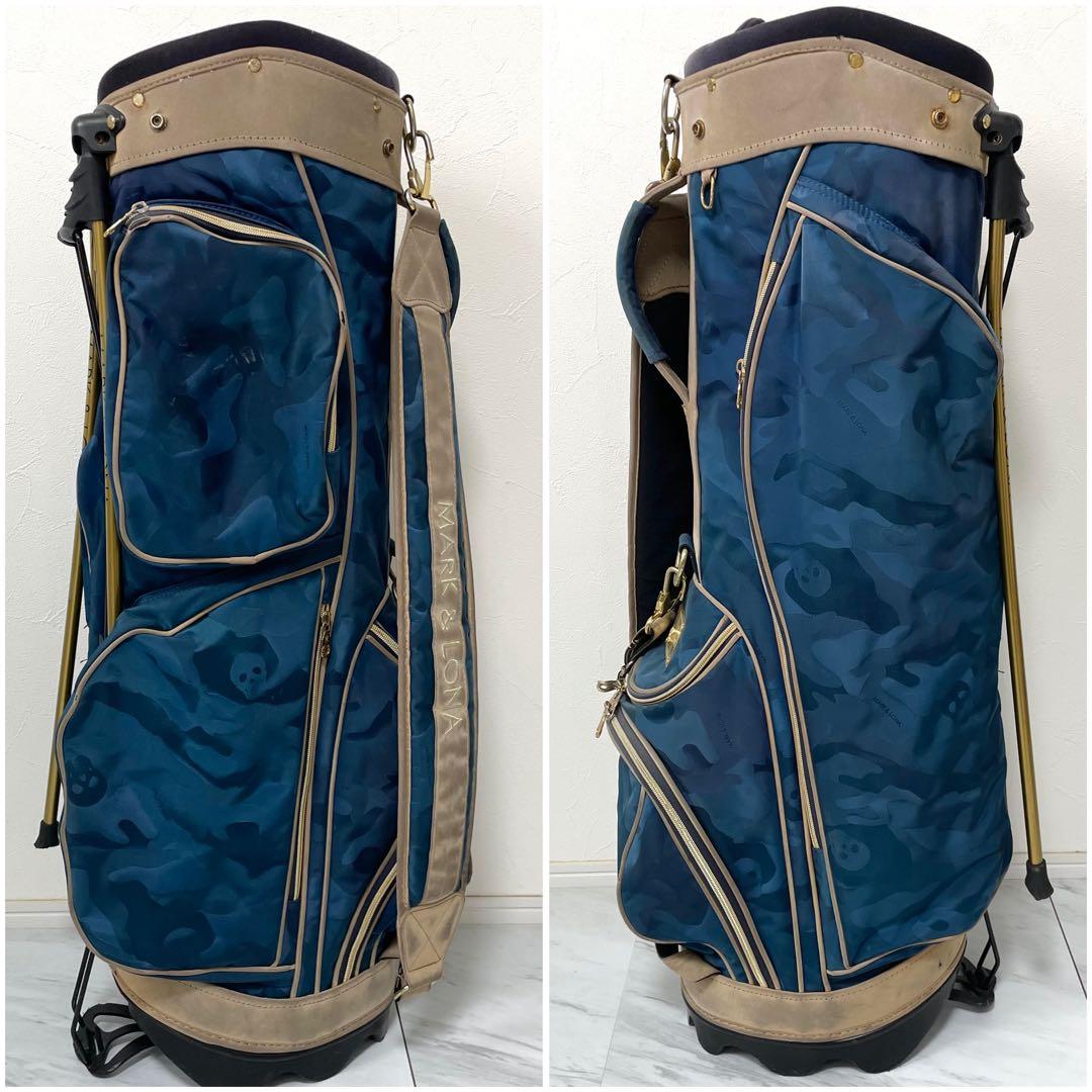 MARK&LONA キャディバッグ スタンド式 ゴールドプレート 9.0型 紺