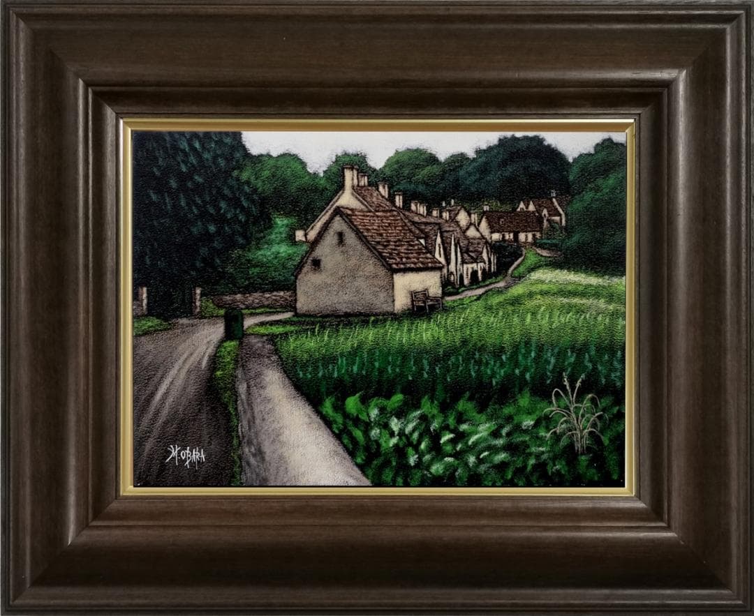 有名国際展作家「Biburyの古民家」真作保証 ,F4,英国,風景画,小原雅夫