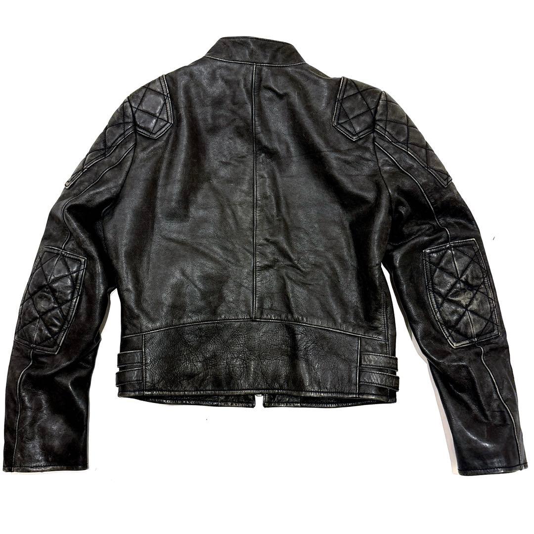 RALPH LAUREN ライダースジャケット ビンテージ加工 ブラック M 革