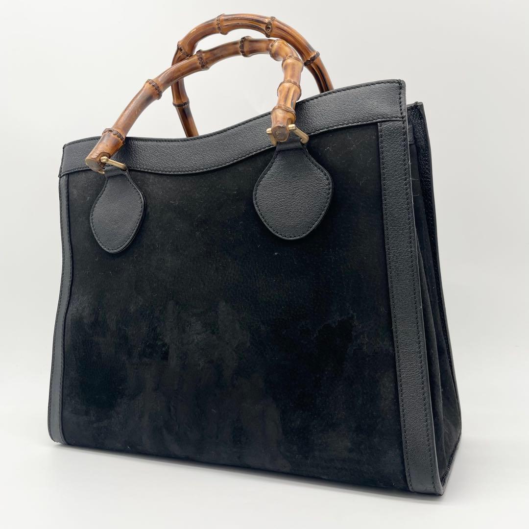 美品　GUCCI ダイアナ　バンブー　ハンドバッグレザー　スエード　ブラック