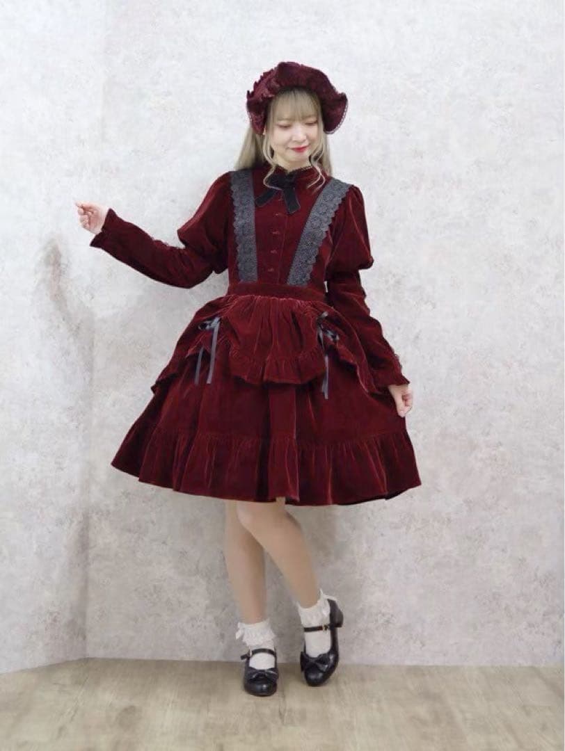 axes femme kawaii ベルベットドールワンピース