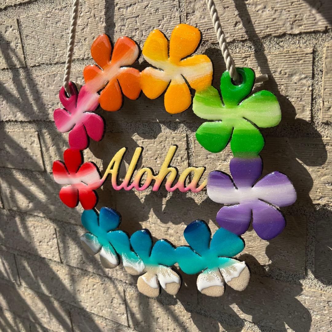 レジン　オーシャンアート　プルメリアリース　海　29cm　No.1010