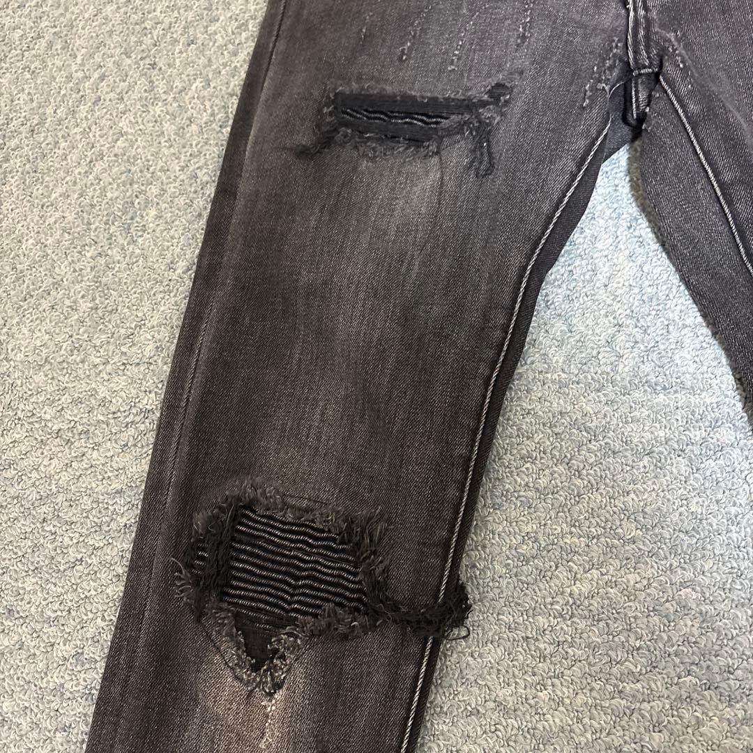 mnml ダメージスキニーデニム 29 ブラック スリムフィット