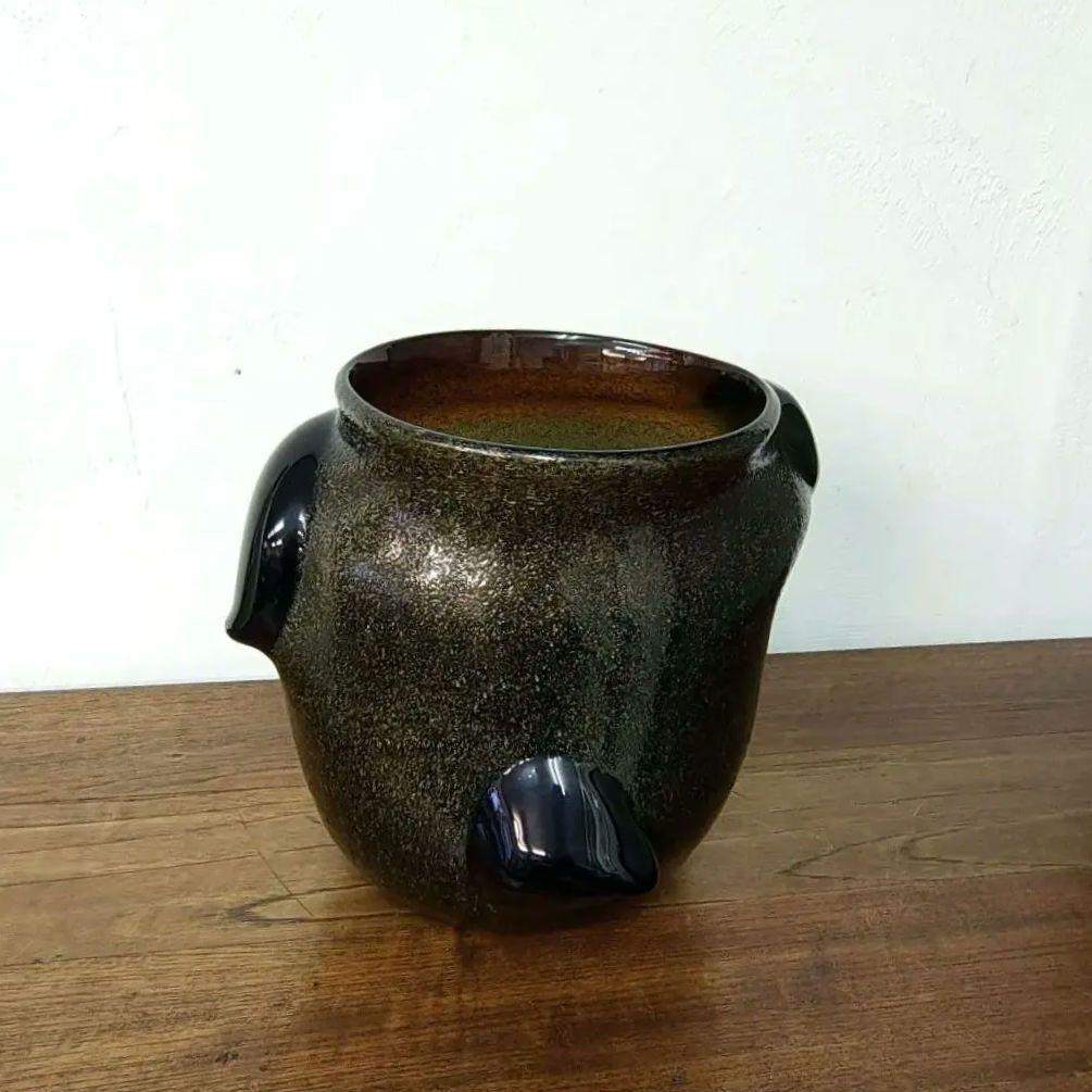 【稲嶺盛吉】泡ガラス 花器 ワインクーラー 大作