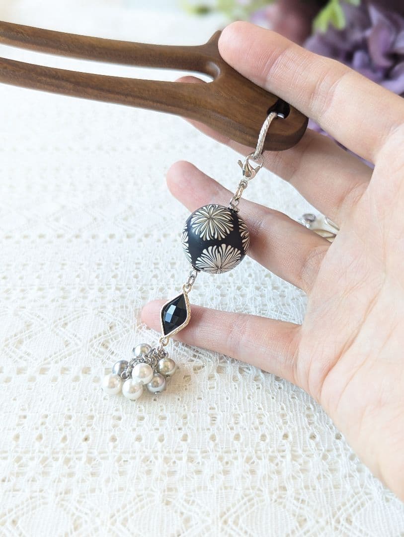 みなちんさま専用　サンダルウッド猫のかんざし〈取り替えチャーム8種〉