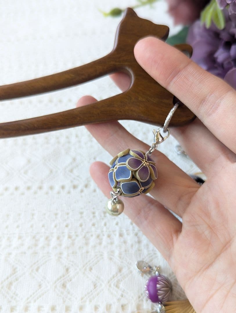 みなちんさま専用　サンダルウッド猫のかんざし〈取り替えチャーム8種〉