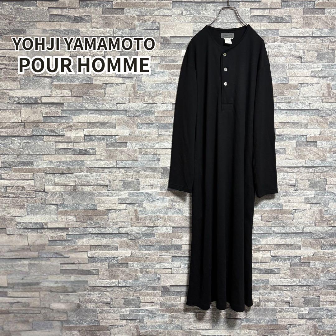 ヨウジヤマモトプールオム 22SS ヘンリーネックロングカットソー BLK/M