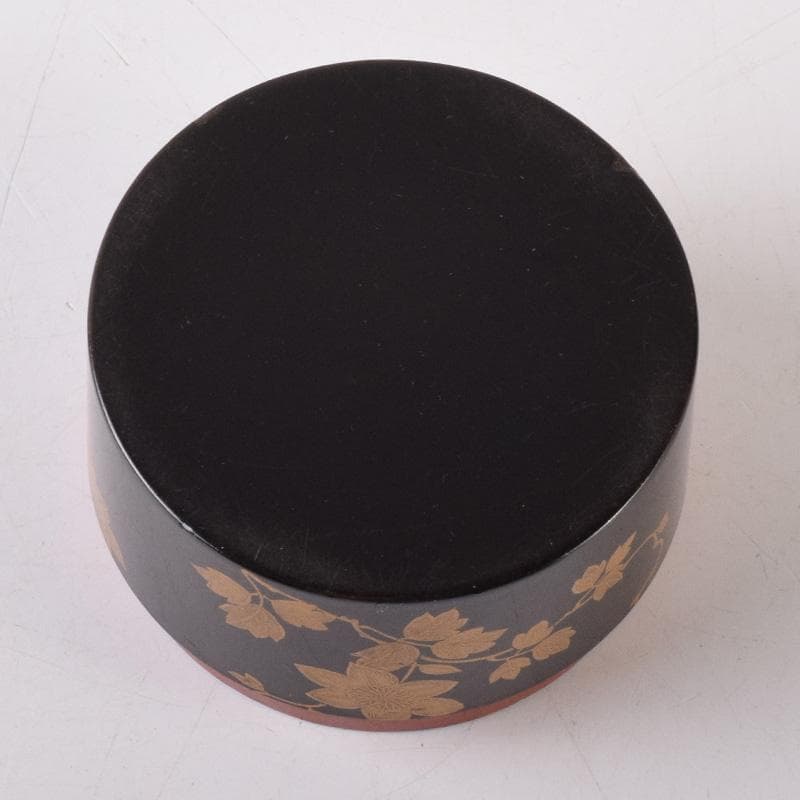 茶道具　漆塗　時代花草蒔絵　香合　時代箱付　V　8233