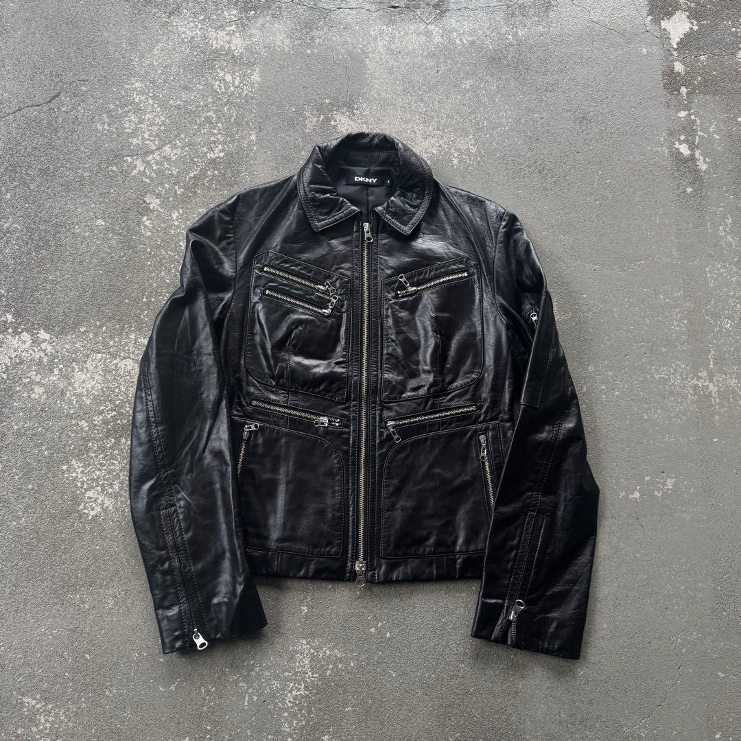 DKNY マルチポケットゴートレザージャケット　leather jacket