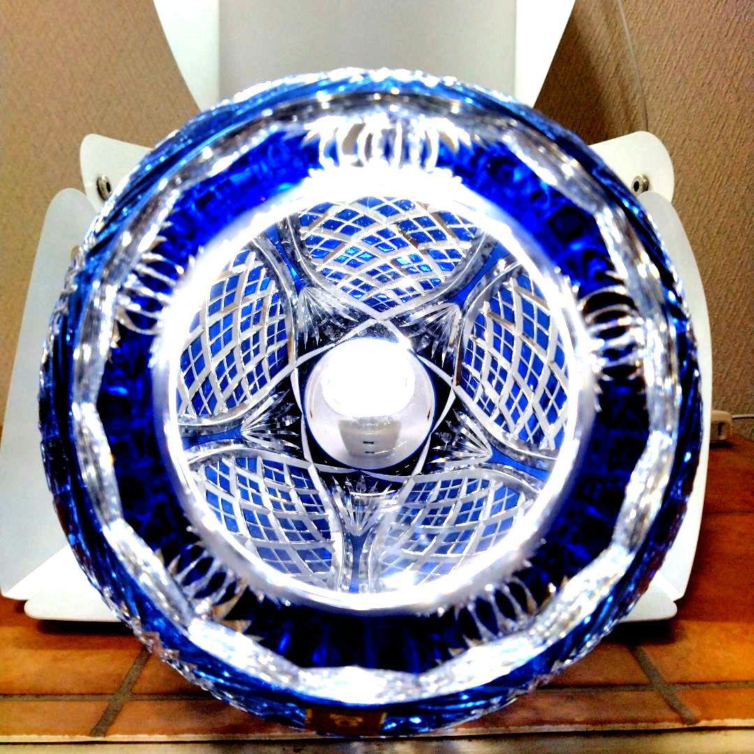 新品未使用カガミクリスタル江戸切子笹っ葉八角籠目文花瓶花器フラワーベース薩摩切子